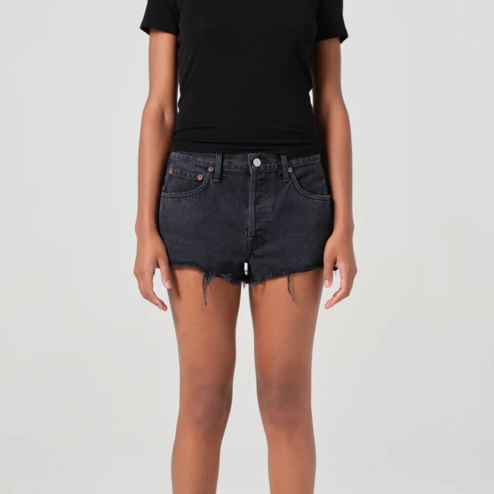 AGOLDE | Parker Vintage Cut‎ Off Short in Crash - Black Denim Jean Shorts Sz. 28